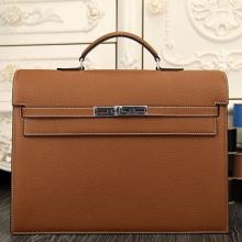 Designer Hermes Brown Kelly Depeche 38cm Briefcase Bag