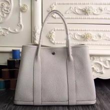 Hermes Small Garden Party 30cm Tote In White Leather Replica