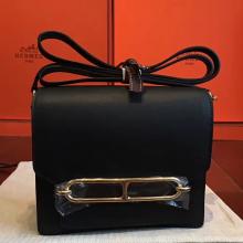 Hermes Mini Sac Roulis Bag In Black Swift Leather