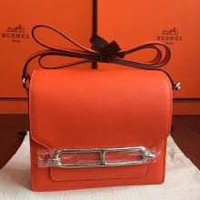High End Imitation Hermes Mini Sac Roulis Bag In Orange Swift Leather