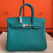 Hermes Blue Paon Epsom Birkin 25cm Handmade Bag