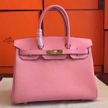 1:1 Fake Hermes Pink Epsom Birkin 30cm Handmade Bag