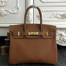 Faux Designer Hermes Birkin 30cm 35cm Bag In Brown Clemence Leather