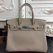 Hermes Birkin 30cm 35cm Bag In Grey Clemence Leather Replica