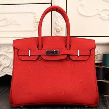 Hermes Birkin 30cm 35cm Bag In Red Clemence Leather
