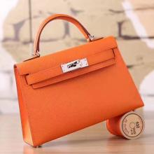 Luxury Faux Hermes Orange Epsom Kelly Mini II 20cm Handmade Bag