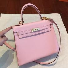 Perfect Knockoff Hermes Pink Epsom Kelly 25cm Sellier Handmade Bag