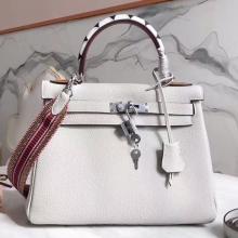 Knockoff Hermes White Kelly 28cm Bag With Zigzag Handle