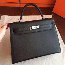 Imitation Hermes Black Epsom Kelly 32cm Sellier Handmade Bag