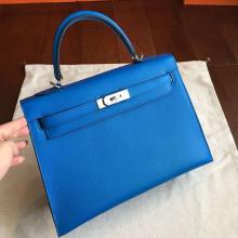 Replica Hermes Blue Epsom Kelly 32cm Sellier Handmade Bag
