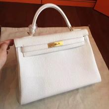 Replica Hermes White Clemence Kelly Retourne 32cm Handmade Bag
