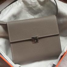 Hermes Grey Clic 16 Wallet With Strap Replica