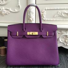 Designer Hermes Birkin 30cm 35cm Bag In Purple Clemence Leather