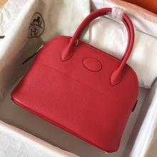 Best Quality Hermes Red Clemence Bolide 27cm Handmade Bag