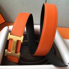 Hermes H Belt Buckle & Orange Epsom 32 MM Strap Replica
