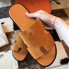 Replica Hermes Izmir Sandals In Orange Suede Leather