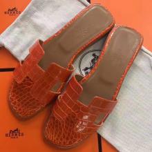 Designer Imitation Hermes Orange Crocodile Oran Sandals