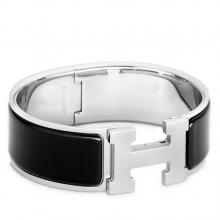 Wholesale Hermes Black Enamel Clic Clac H PM Bracelet