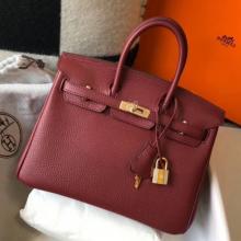 Hermes Birkin 25cm Handbag In Bordeaux Clemence Leather