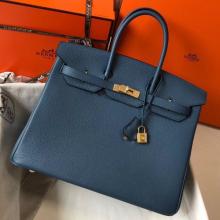 Best Quality Hermes Blue Agate Clemence Birkin 35cm Handbag