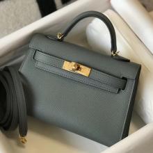 Faux Hermes Kelly Mini II Handbag In Vert Amande Epsom Leather