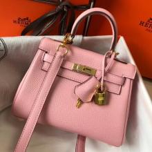 Hermes Mini Kelly 20cm Handbag In Pink Clemence Leather