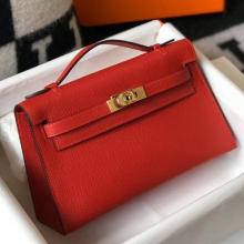 Knockoff Hermes Kelly Pochette Bag In Red Epsom Leather