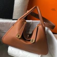 Hermes Lindy 26cm Bag In Gold Clemence With GHW