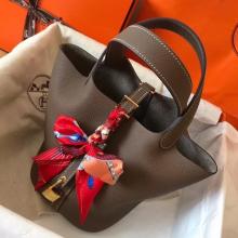 High Quality Imitation Hermes Taupe Picotin Lock PM 18cm Handmade Bag