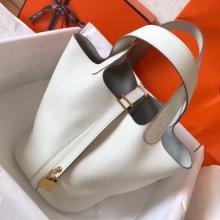 Perfect Replica Hermes White Picotin Lock MM 22cm Handmade Bag
