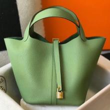 Fashion Hermes Vert Criquet Picotin Lock MM 22cm Handmade Bag
