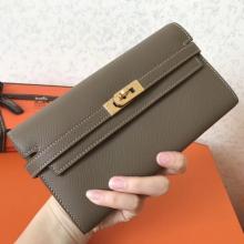 Replica Hot Hermes Kelly Classic Long Wallet In Taupe Epsom Leather