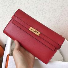 Fake Hermes Kelly Classic Long Wallet In Red Epsom Leather
