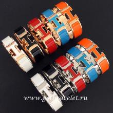 Imitation High End Hermes Clic Clac H Enamel Bracelet With Lacquered Palladium Plated Hardware MM