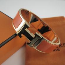 Hermes Orange Enamel Clic H Bracelet Narrow Width (18mm) In Gold Replica