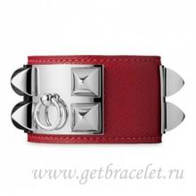Knockoff Cheap Hermes Collier De Chien Bracelet Red With Silver
