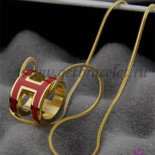 Best Copy Hermes 3D Pop “H” Logo Snake Bone Red Necklace In Yellow Gold