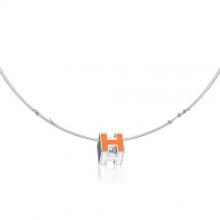 Hermes Cage D’H Necklace Orange In Lacquer With Gold Replica
