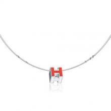 Hermes Cage D’H Necklace Red In Lacquer With Gold
