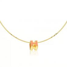Copy Hermes Cage D’H Necklace Red In Lacquer Yellow Gold