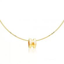 Knockoff Hermes Cage D’H Necklace White In Lacquer Yellow Gold