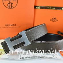 Hermes Reversible Belt Brown/Black Togo Calfskin With 18k Silver H Buckle