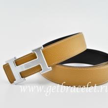 Best Cheap Hermes Reversible Belt Light Coffee/Black Classics H Togo Calfskin With 18k Silver With Logo Buckle