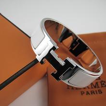 Hermes White Enamel Clic H Bracelet Narrow Width (18mm) In Silver Replica
