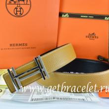Perfect Hermes Reversible Belt Light Gray/Black Togo Calfskin With 18k Silver Double H Buckle