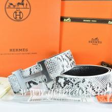 Hermes Reversible Belt White/Black Snake Stripe Leather With 18K Drawbench Silver H Buckle Replica