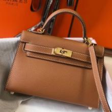 Imitation Hermes Kelly Mini II Handbag In Gold Epsom Leather