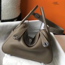 Best Faux Hermes Lindy 26cm Bag In Taupe Grey Clemence With PHW