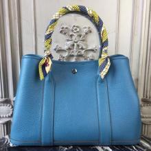 Hermes Garden Party 30cm TPM Blue Jean Handbag