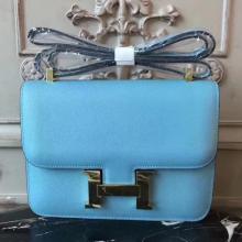 Hermes Blue Atoll Constance MM 24cm Epsom Leather Handbag